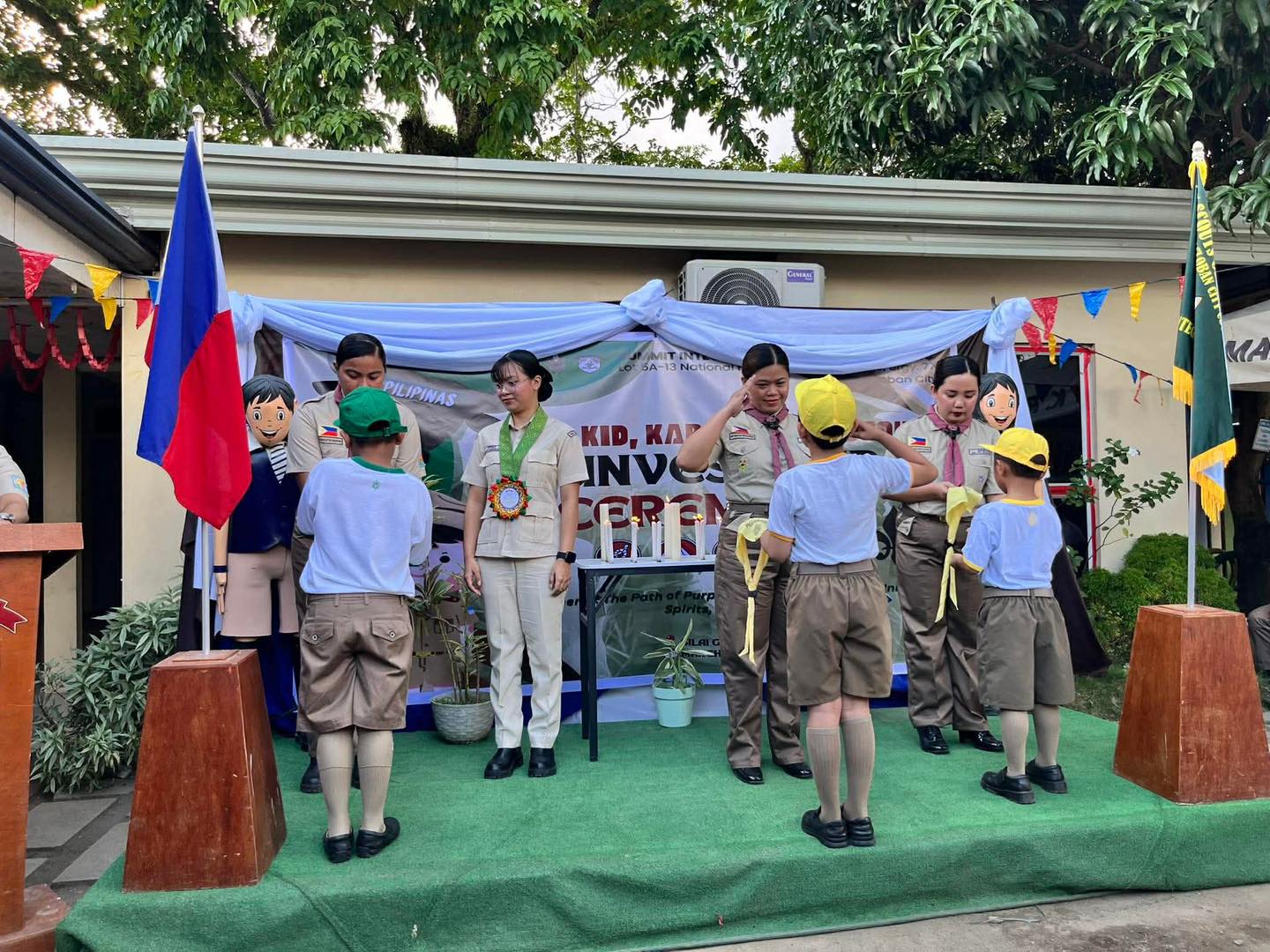 Students participating in a school ceremony